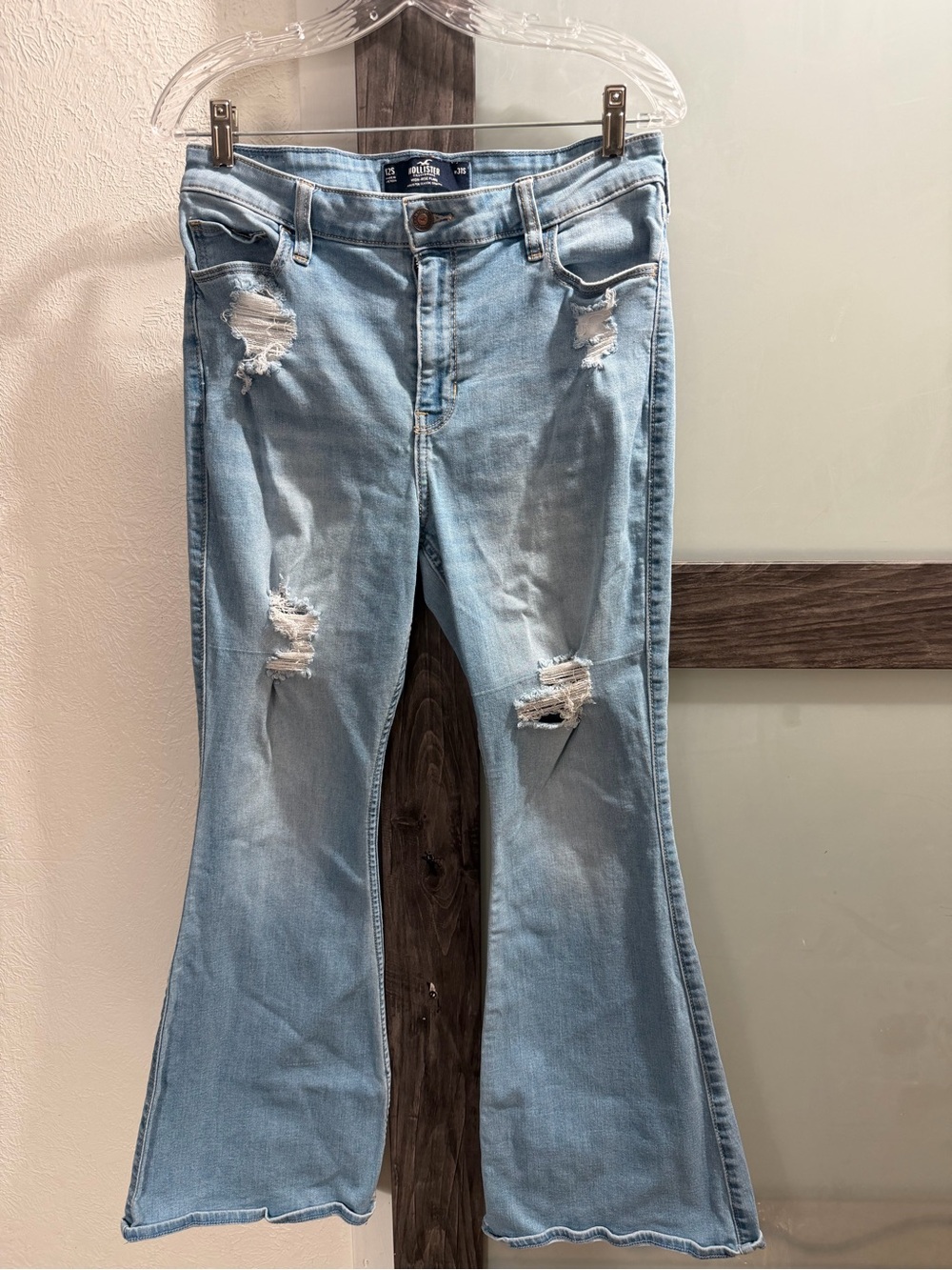 Hollister Light Blue Distressed Flare Jeans